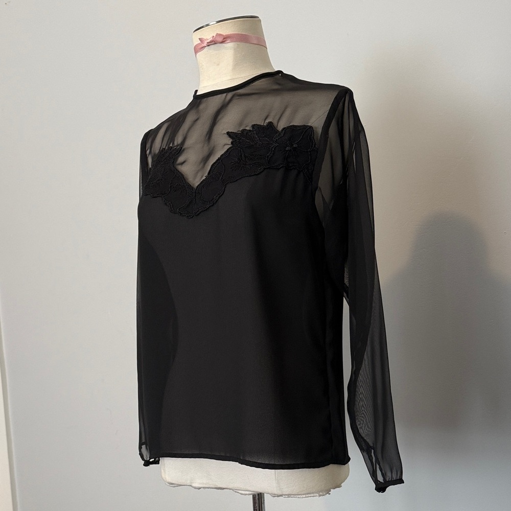 Vintage Glances Los Angeles Black Sheer Blouse